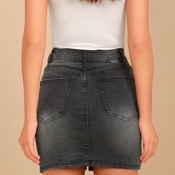 Billabong Washed Black Denim Skirt - Picture 2 of 6